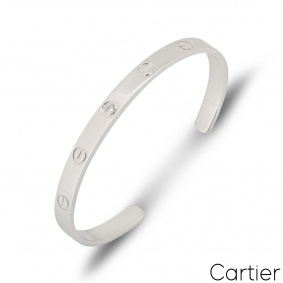 Cartier White Gold Diamond Cuff Love Bracelet Size 19 B6029919